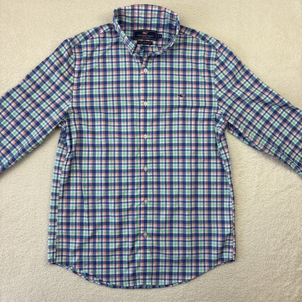 VINEYARD VINES Performance Mens Long Sleeve Shirt Medium Plaid Slim-Fit Button - Picture 11 of 13